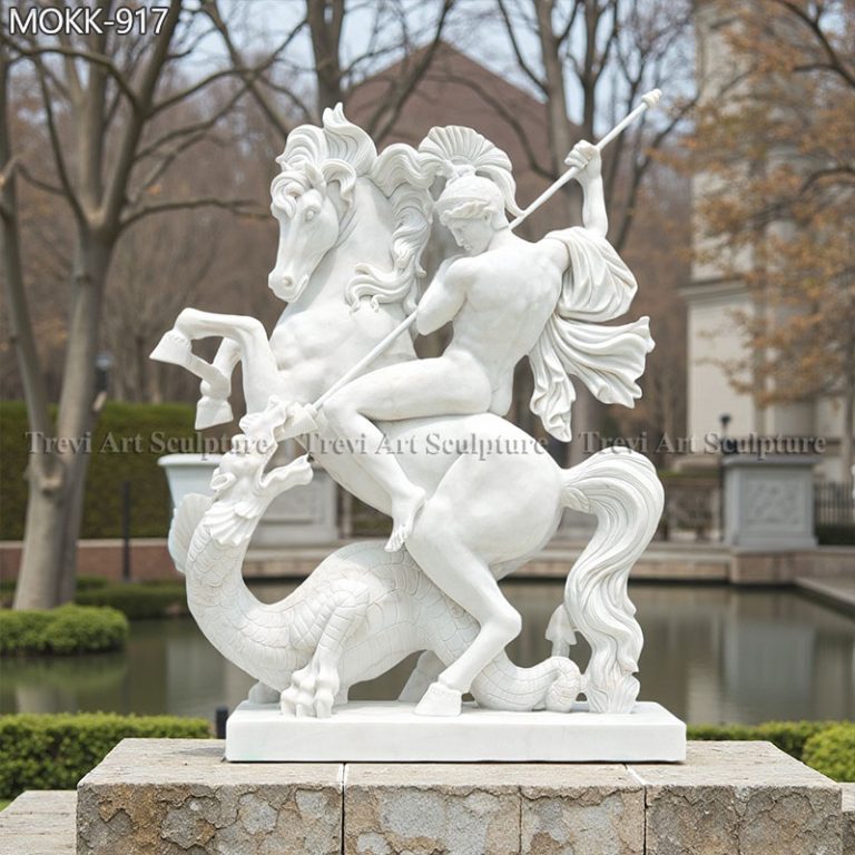 marble st george slaying the dragon statue