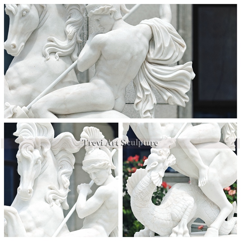 marble st george slaying the dragon statue details