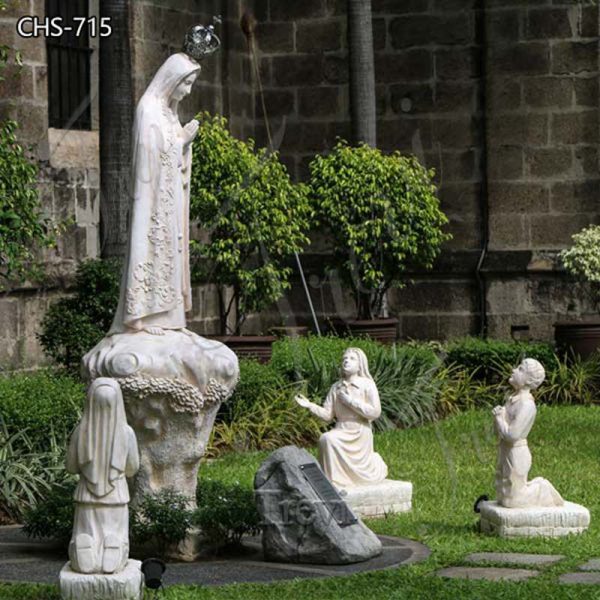 Most Beautiful Marble Fatima with Three Shepherds Statues for Sale CHS-715
