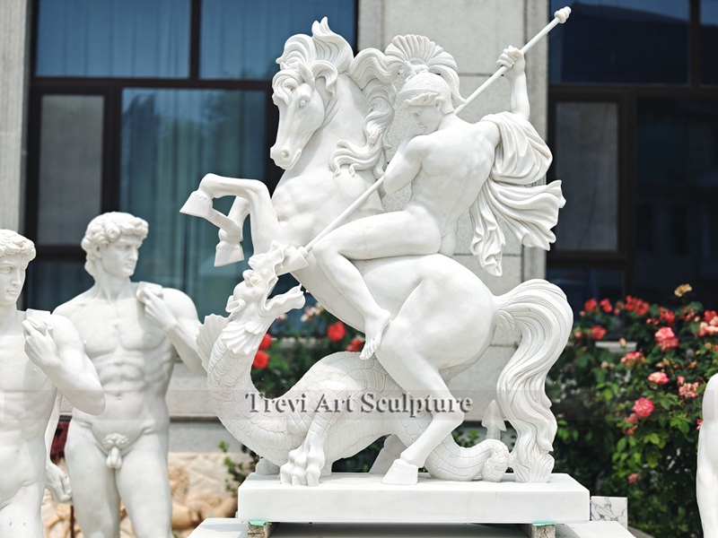 outdoor marble st george slaying the dragon statue