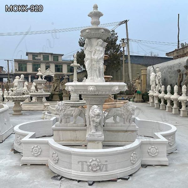 Marble Large Water Tall Outdoor Lion Fountains for Sale MOKK-920