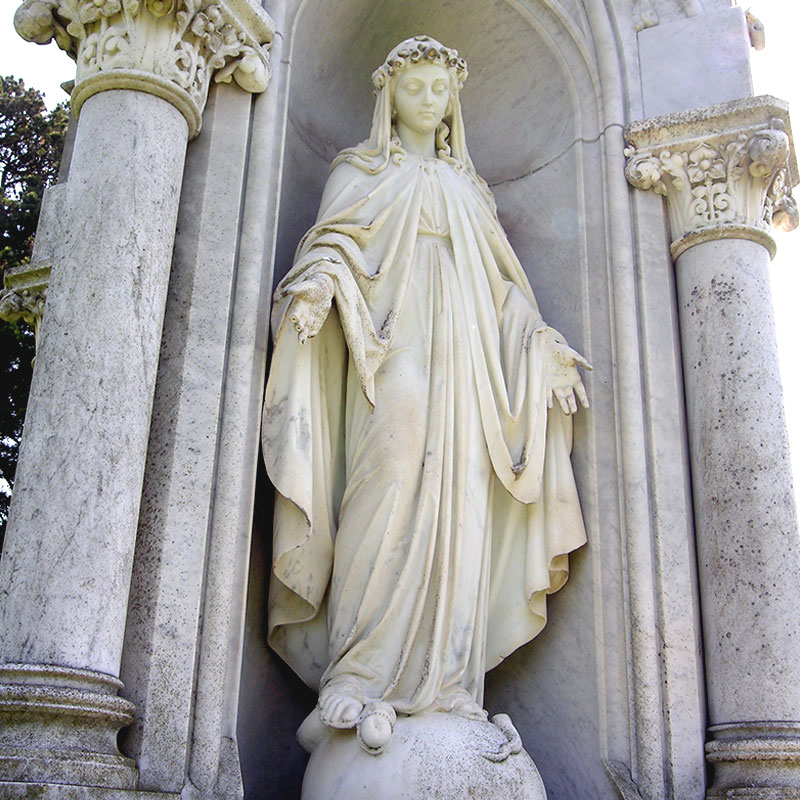 Marble Virgin Mary sculpture