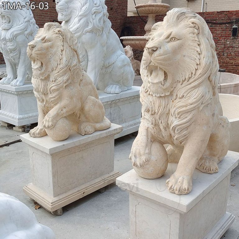 Outdoor-Marble-Sitting-Roaring-Lion-Statues-for-Sale-3