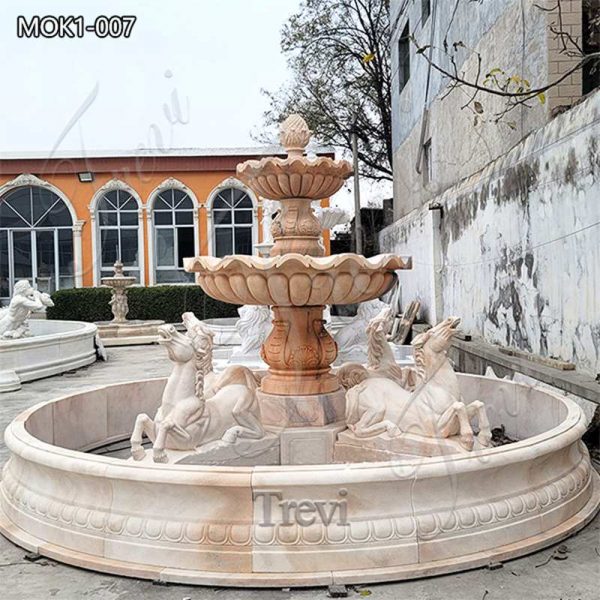 Tiered Marble Outdoor Horse Craigslist Water Fountain for Sale MOK1-007