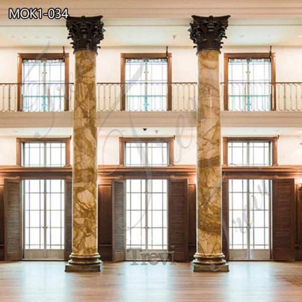 Beige Marble Roman Pillars with Beautiful Veins for Homes for Sale MOK1-034