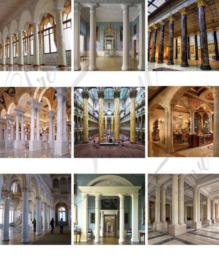 Beige Marble Roman Pillars with Beautiful Veins for Homes for Sale MOK1