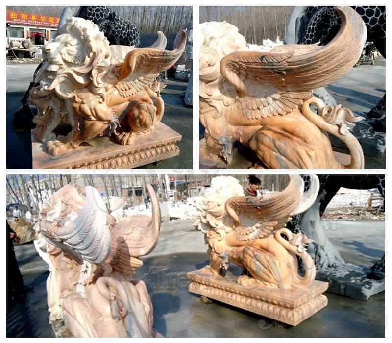 carving details show of winged lion statue-Trevi Sculpture
