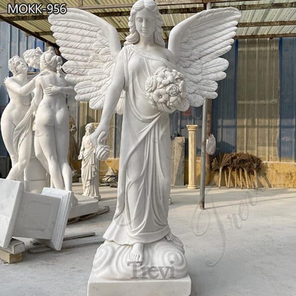 Life Size Marble Angel Statue for Garden Factory Supply MOKK-956