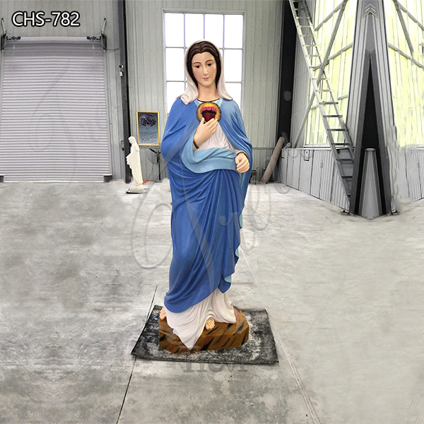Marble Virgin Mary Garden Statue Handmade Painted Art for Sale CHS-782