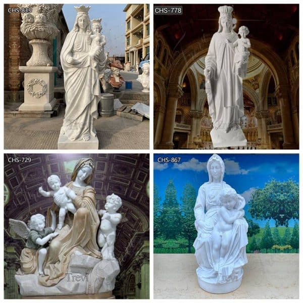 Life Size Marble Mary Holding Baby Jesus Statue Supplier CHS894