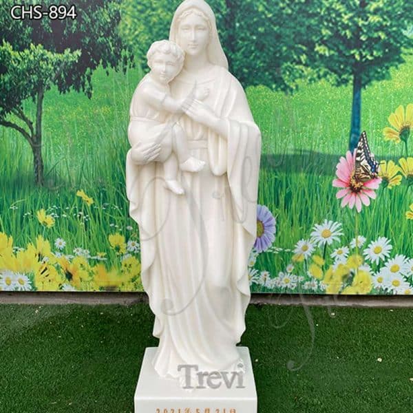 Life Size Marble Mary Holding Baby Jesus Statue Supplier CHS-894