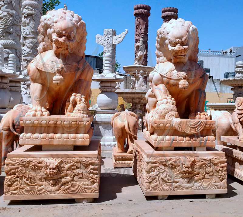 Stone carving Front Door Life-Size Pair Marble Lion Statue - China Escultura em mármore e escultura em pedra preço
