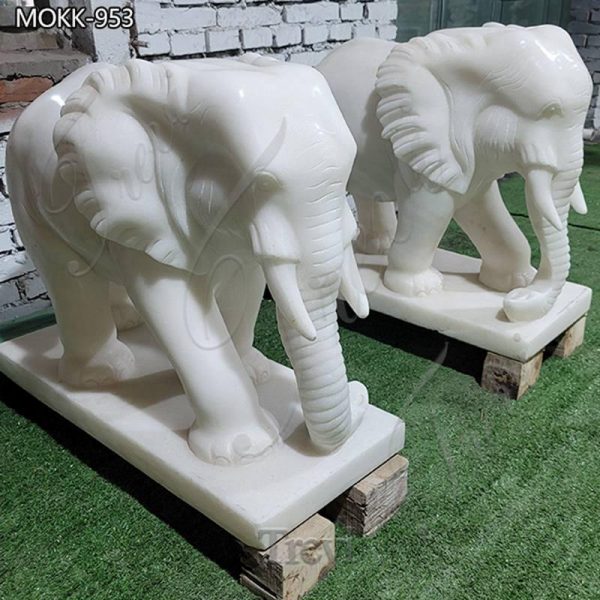 Large White Marble Elephant Statue Factory Supplier MOKK-953