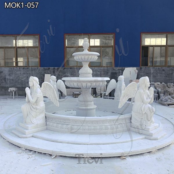 White Marble Water Fountain with Angel Statues Supplier MOK1-057