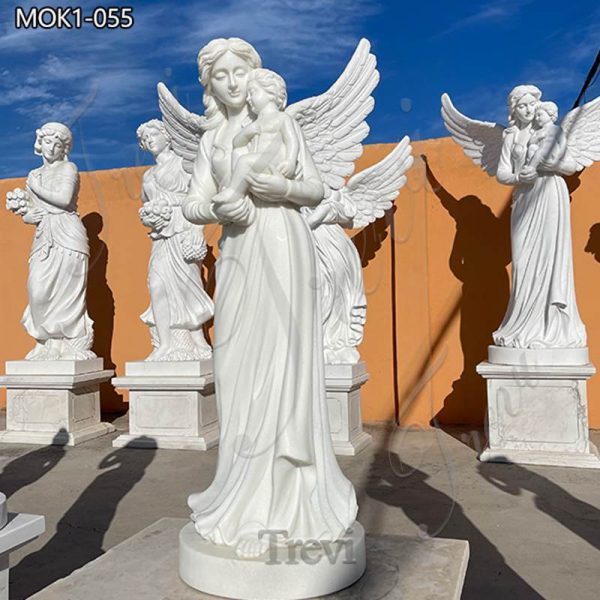 Garden Marble Life size Angel Statue with Baby Art Factory Supplier MOK1-055
