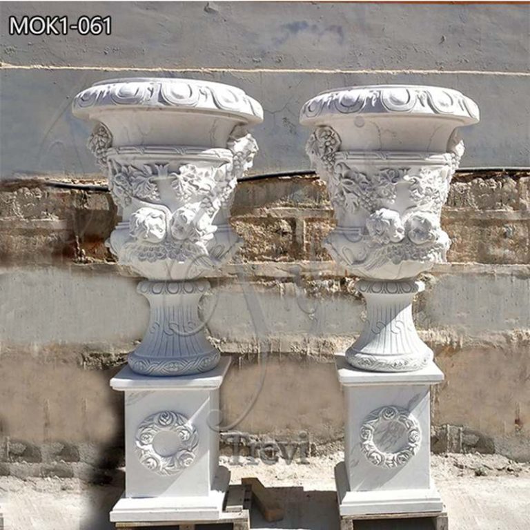 white marble planter pot-Trevi Sculpture