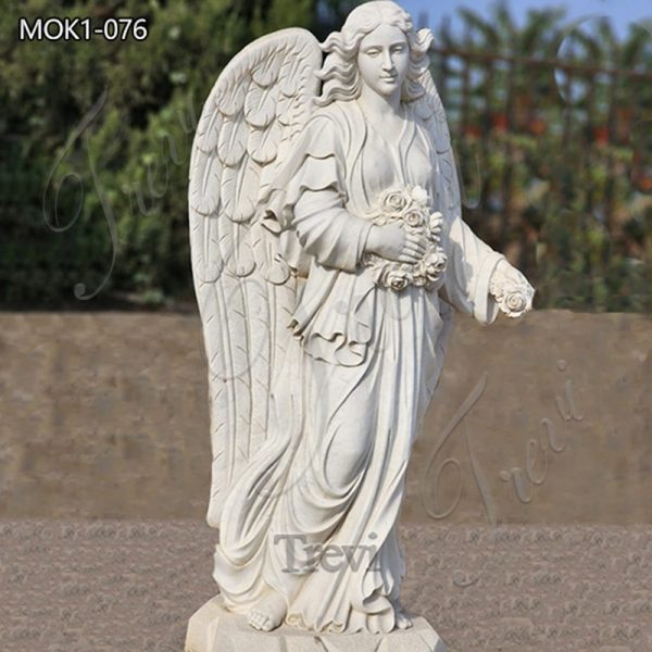 Stunningly Beautiful Angel Statue with Flowers for Sale MOK1-076