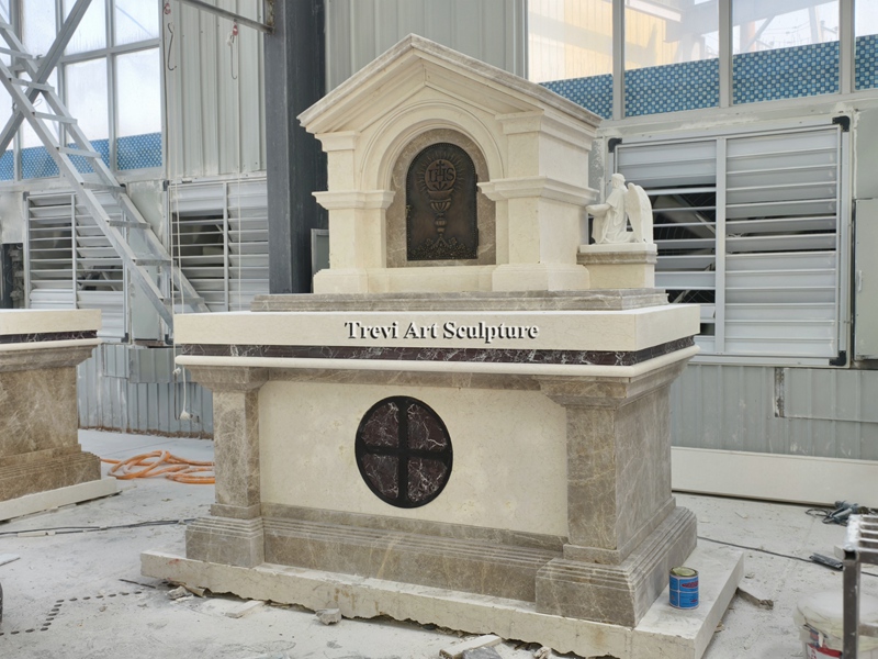 hand carved marble altar and tabernacle