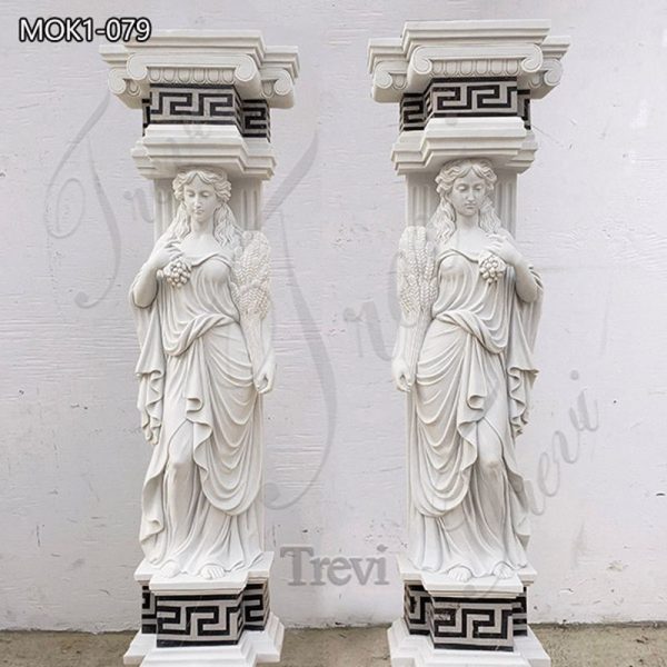 Beautiful Marble Pillars with Female Statues for Sale MOK1-079