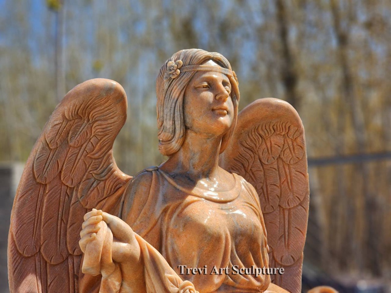 pink stone angel fountain details
