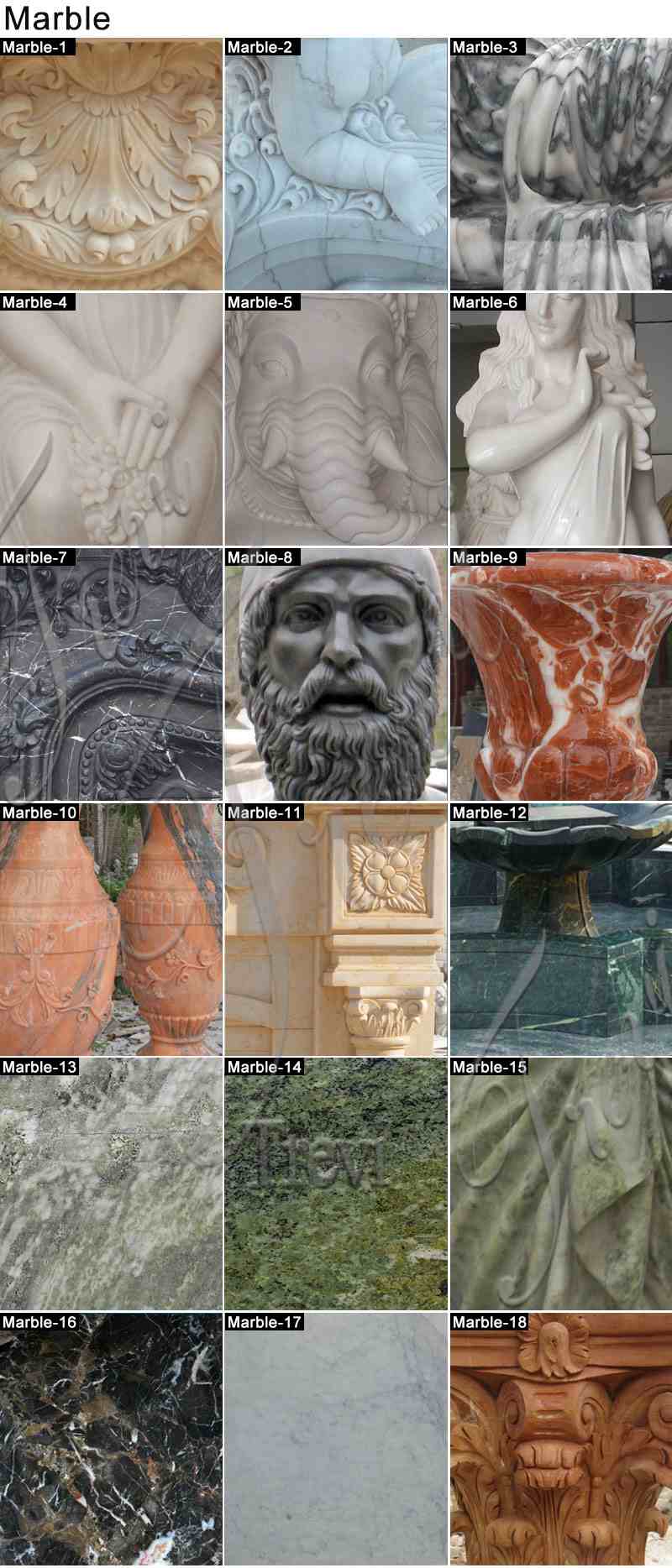 different marble materials for the life size garden statues for sale-Trevi Sculpture
