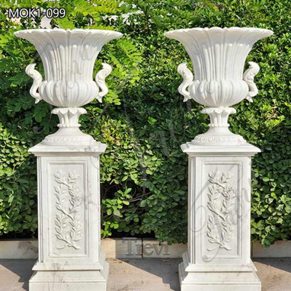 White Marble Planter with Stand for Garden Decoration MOK1-099