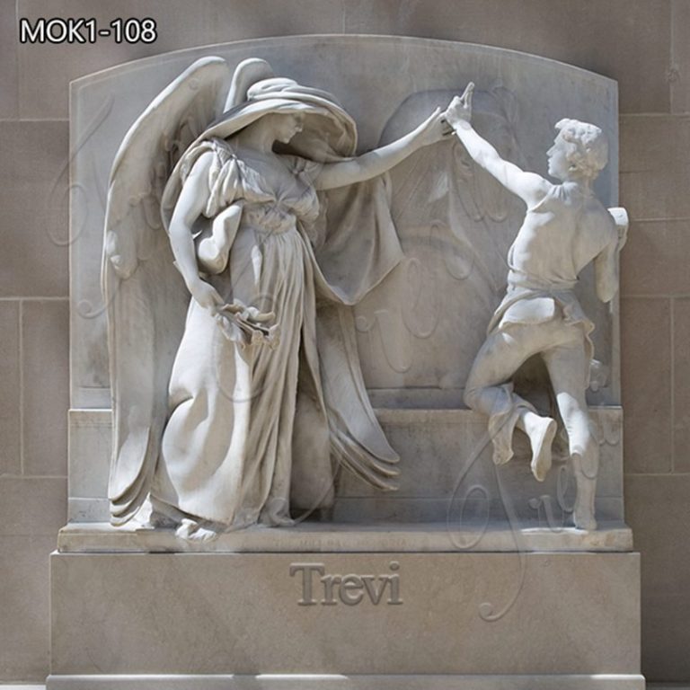marble relief sculpture-the angel of death and the sculptor-Trevi Statue