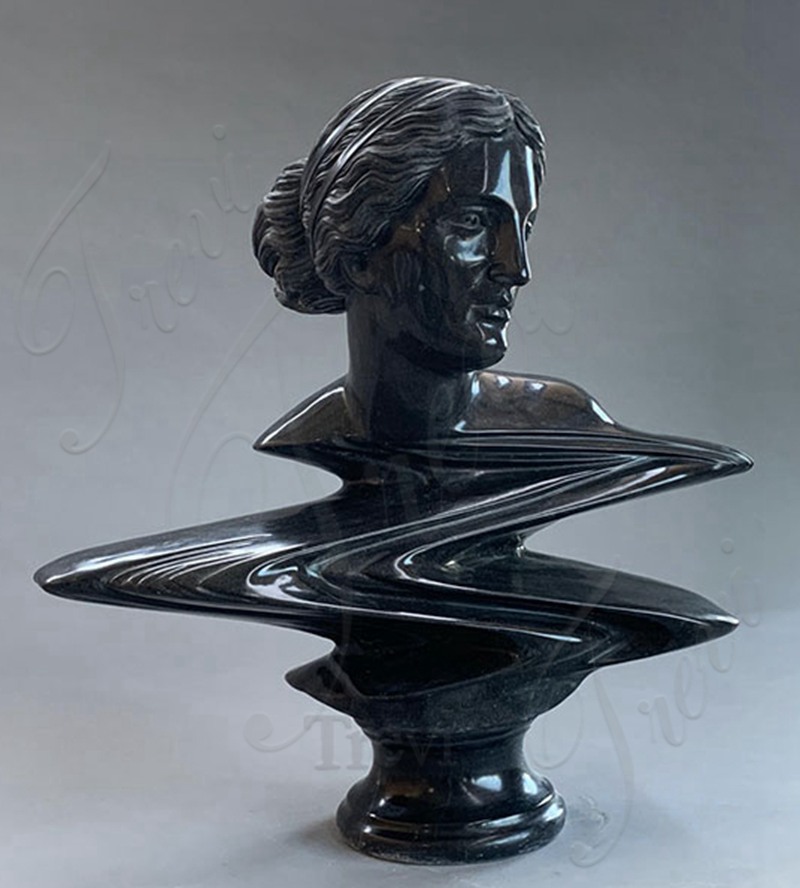 black abstract wave bust sculpture-Trevi Statue