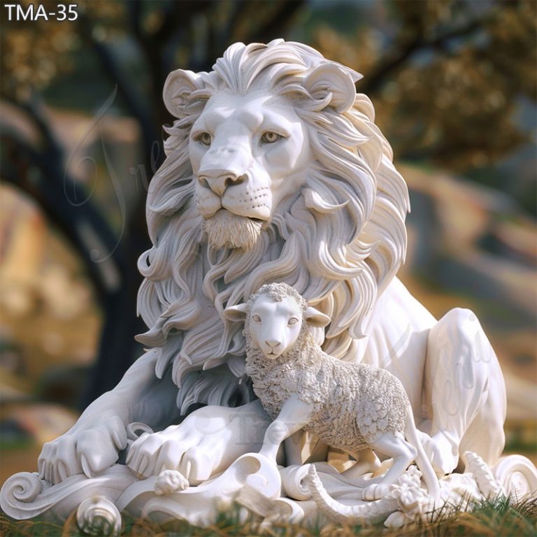 Chinese-Marble-Lion-and-Lamb-Statues-Outdoor-Garden-Decor