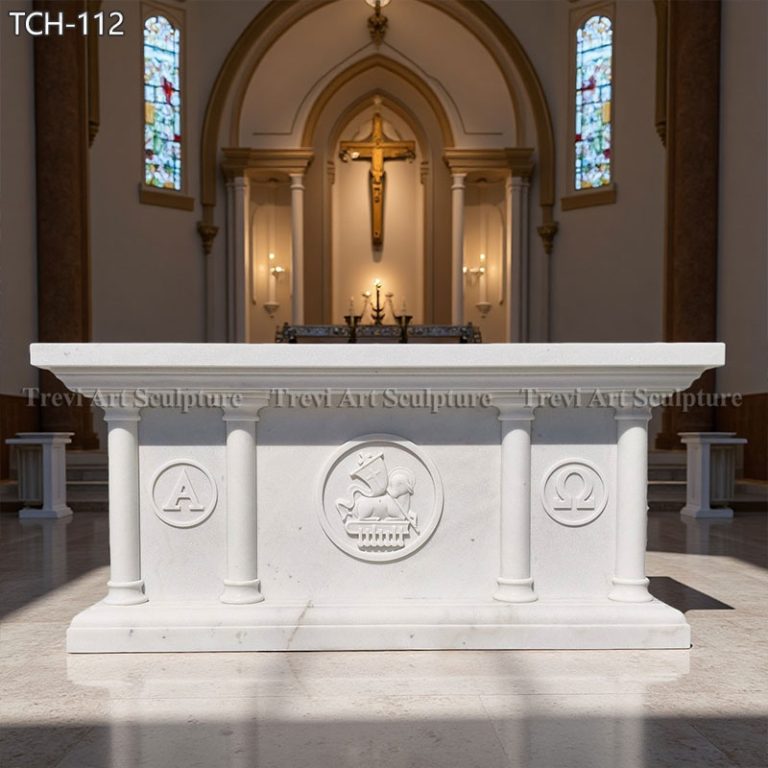 white marble modern church altar