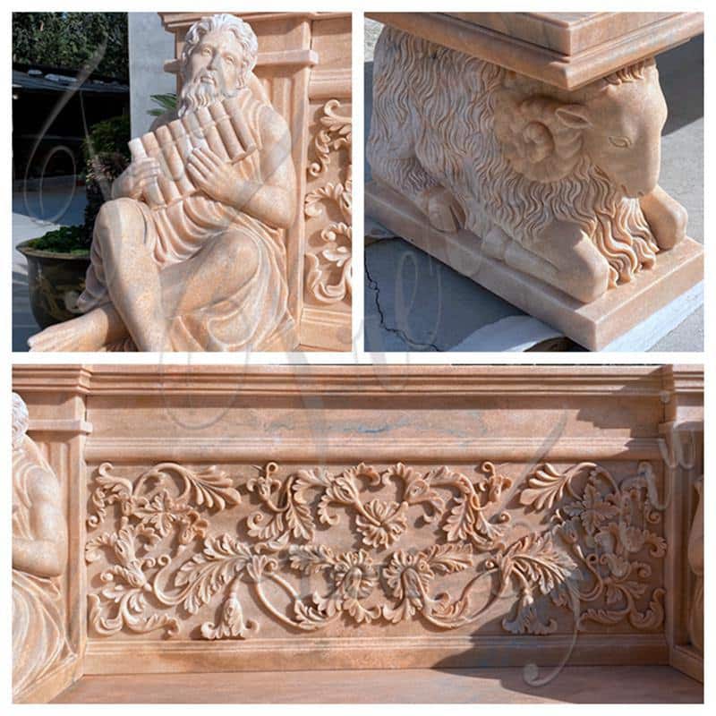 carving details show for the marble garden bench for sale-Trevi Statue