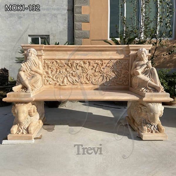 Beige Marble Bench with Wonderful Carvings for Outdoor MOK1-132