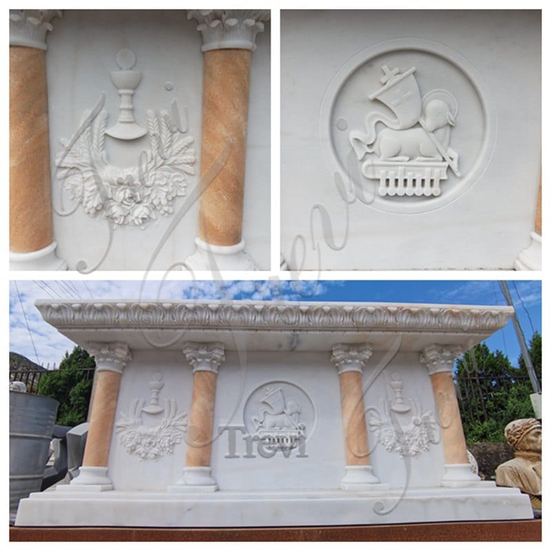 carving details show for the Catholic church altar