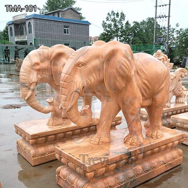 Sunset Red Marble Elephant Statue with Big Size Supplier TMA-101