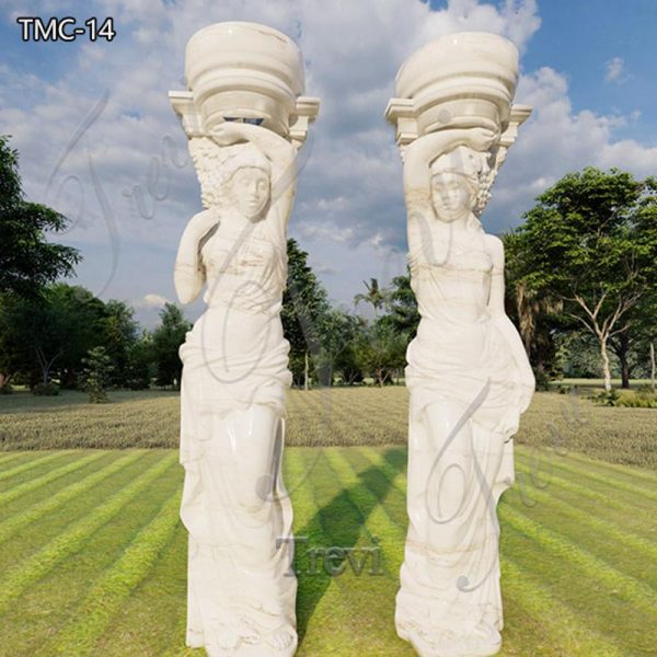 White Marble Charming Female Statue Column Supplier TMC-14
