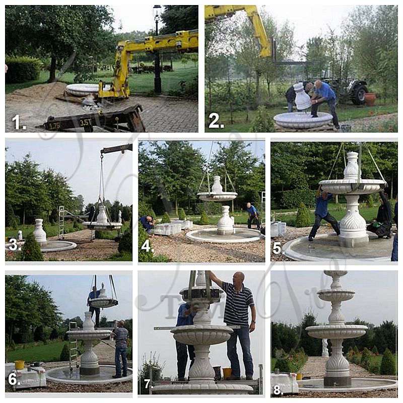trial install for the large marble fountains-Trevi Statue