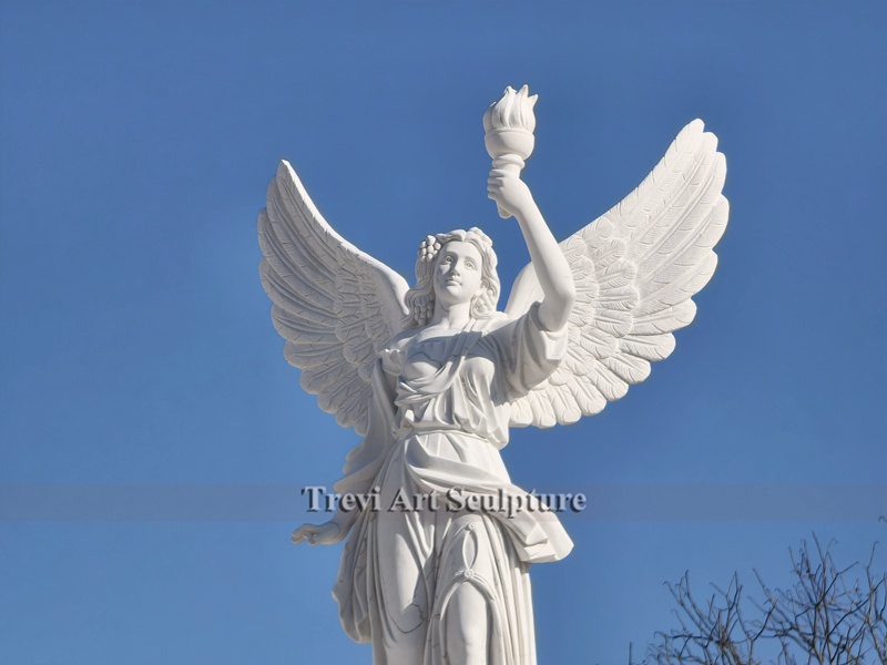 large marble angel fountain detail
