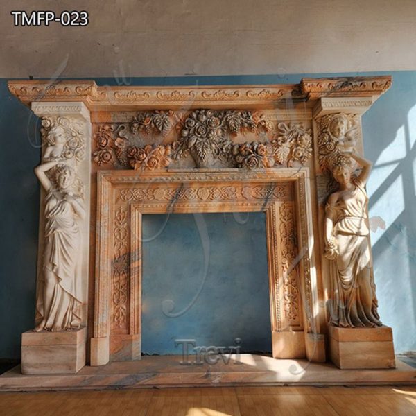 Antique Hand Carved Marble Fireplaces for Living Room TMFP-023