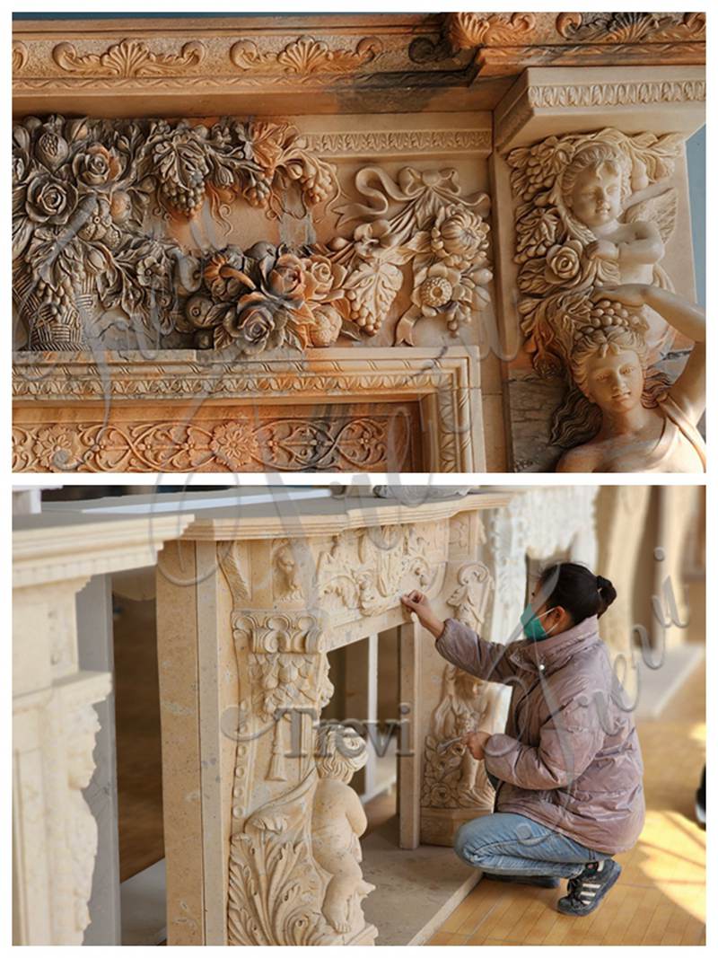 hand carving for the antique marble fireplaces-Trevi Statue