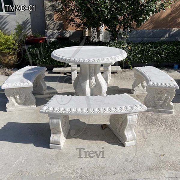 White Marble Garden Table and Chairs Manufacturer TMAD-01