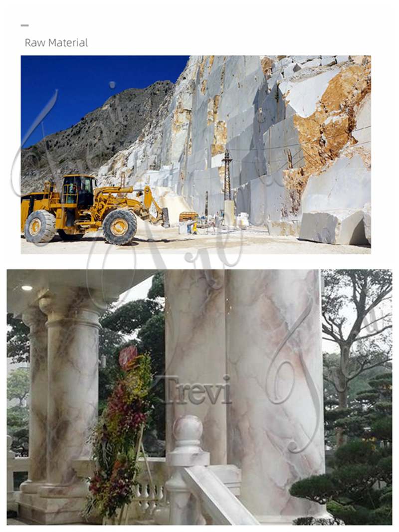 natural marble for the exterior porch columns