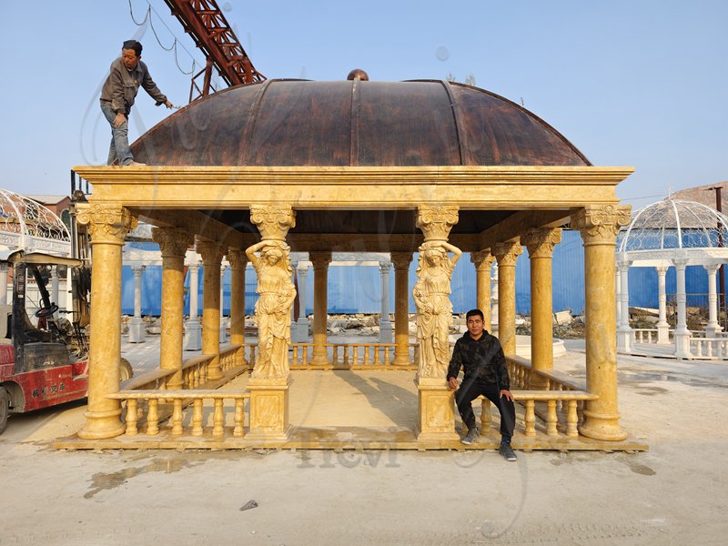 install test for the outdoor marble gazebo-Trevi Statue