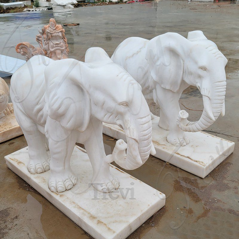 5. Realistic Marble Elephant Statue