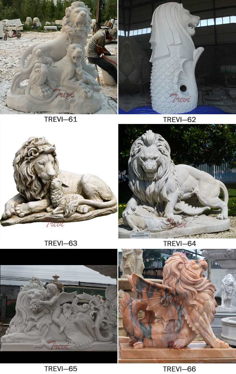 marble lion statues-Trevi Statue