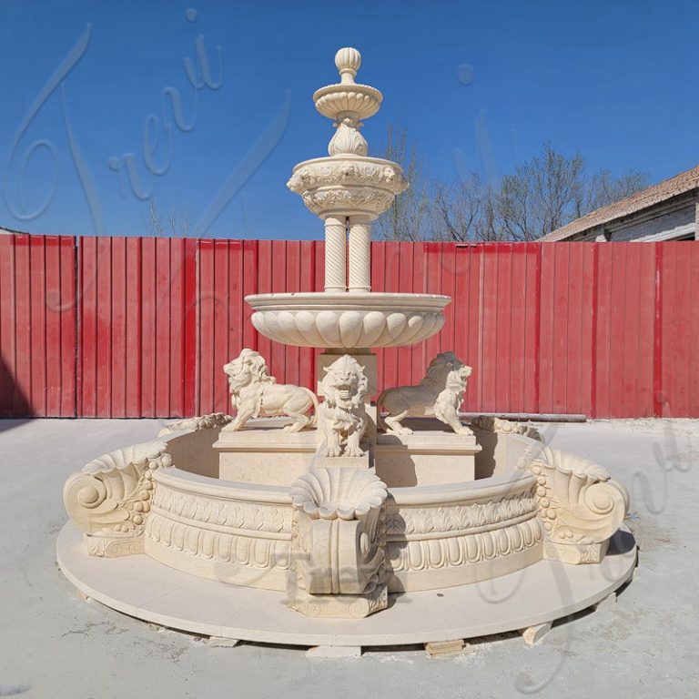 marble lion water fountain