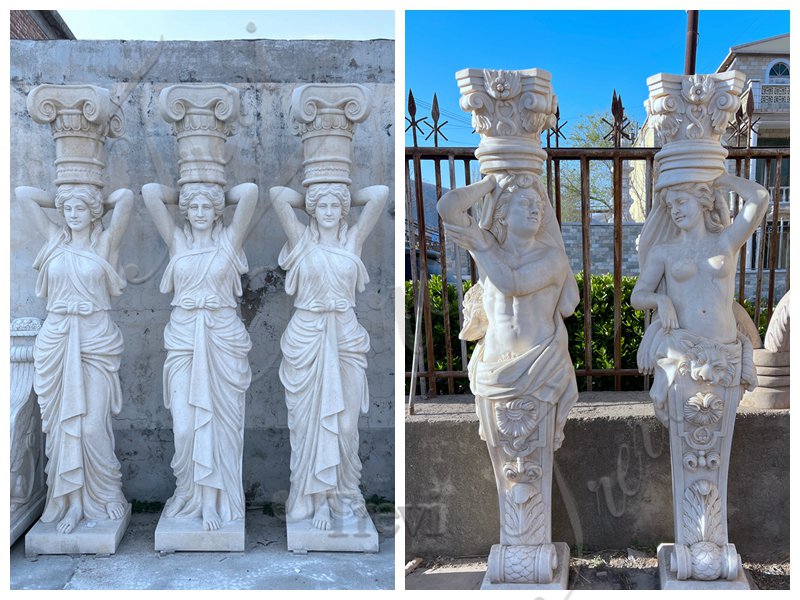 white marble columns-Trevi Statue