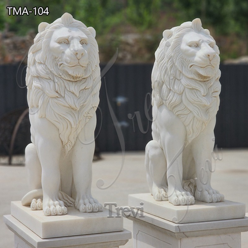 white marble sitting lion statue-Trevi Statue