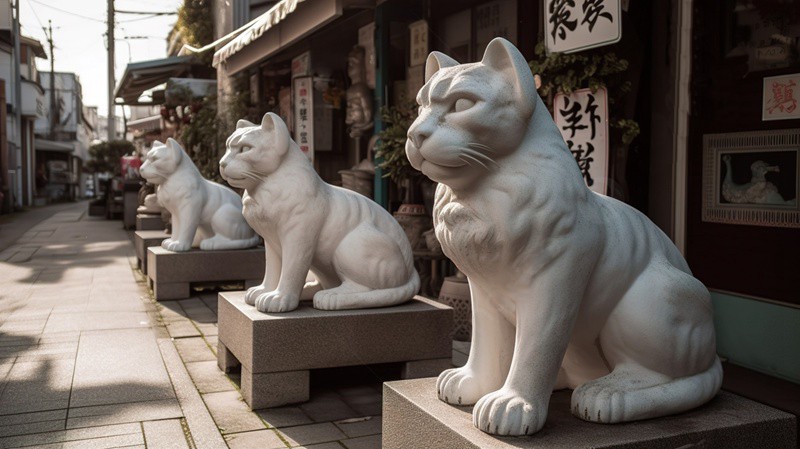 10. Curious Cat Statues