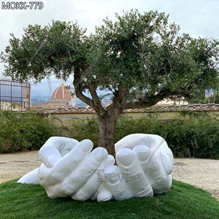 Large Size Big Hands Around Tree Marble Garden Statues for Sale MOKK-779