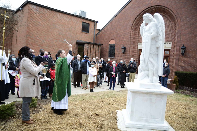 4. marble St Michael statue